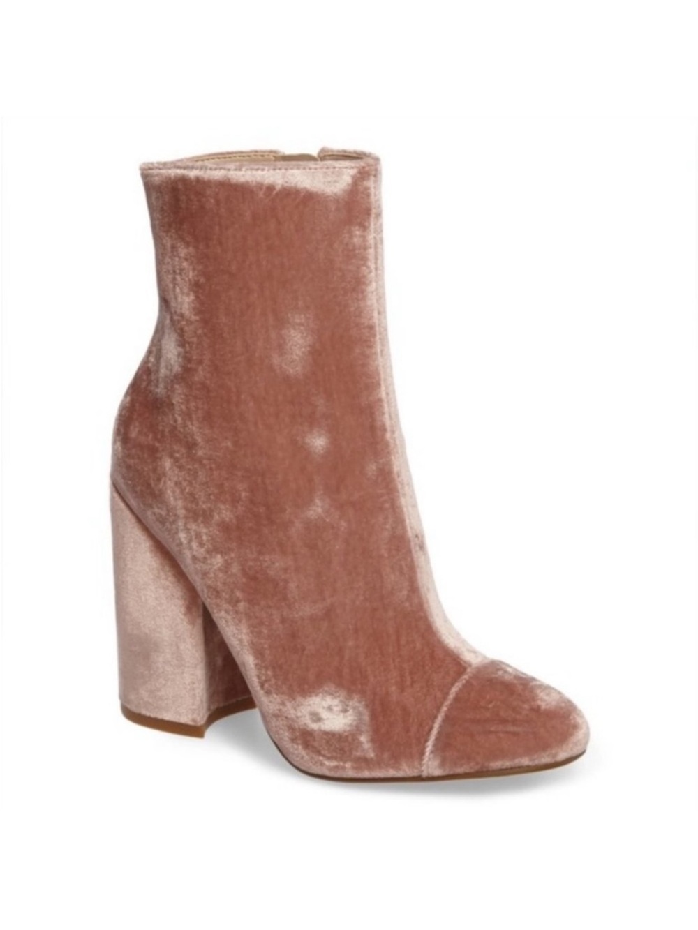 Kendall & Kylie Velvet Block Heel Ankle Boots in Mauve